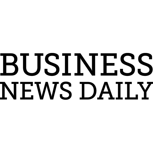 Black text on a light gray background reads “BUSINESS NEWS DAILY” in large, bold, capital letters stacked over three lines.