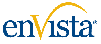 EnVista logo with the word enVista in blue. The letter V is larger, gold, and has an arched swoosh extending from its top right, creating a dynamic effect.