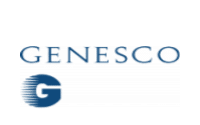 Genesco logo with the word GENESCO in blue capital letters above a stylized blue G inside a partial blue circle with horizontal lines on a white background.