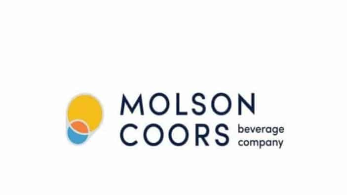Molson Coors Beverage Company logo featuring overlapping yellow, blue, and orange circles on the left, with company name in bold blue text to the right.