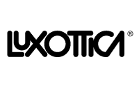 The Luxottica logo in bold, black, stylized letters on a light gray background.