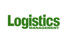 The image shows the words Logistics MANAGEMENT in bold green text, with Logistics in larger font above MANAGEMENT on a white background.