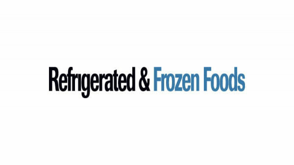 The image displays the text Refrigerated & Frozen Foods with Refrigerated & in black and Frozen Foods in blue on a white background.
