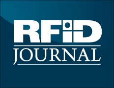 Logo for RFID Journal featuring bold white text RFID with a stylized I and D, and JOURNAL below in smaller white capital letters, set against a dark blue background.