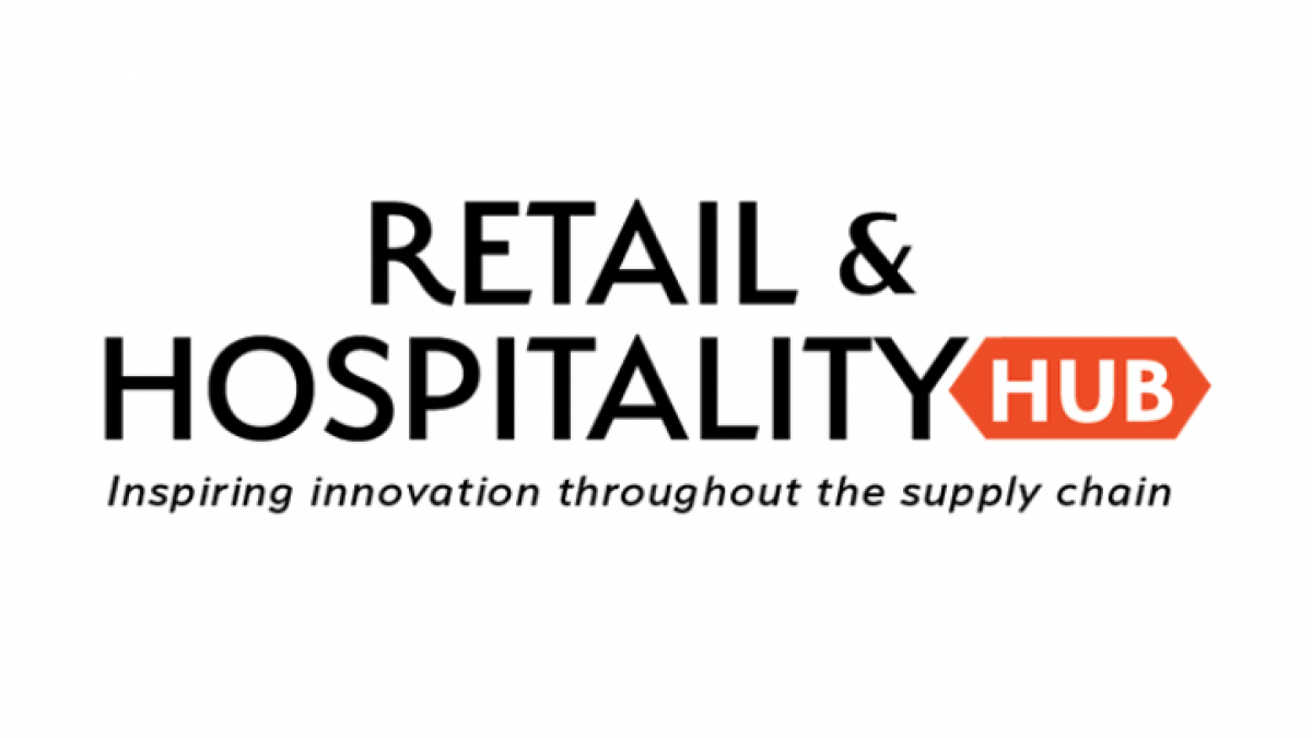 Logo reading Retail & Hospitality Hub with HUB highlighted in an orange box. Below, smaller text says, Inspiring innovation throughout the supply chain. The background is white.