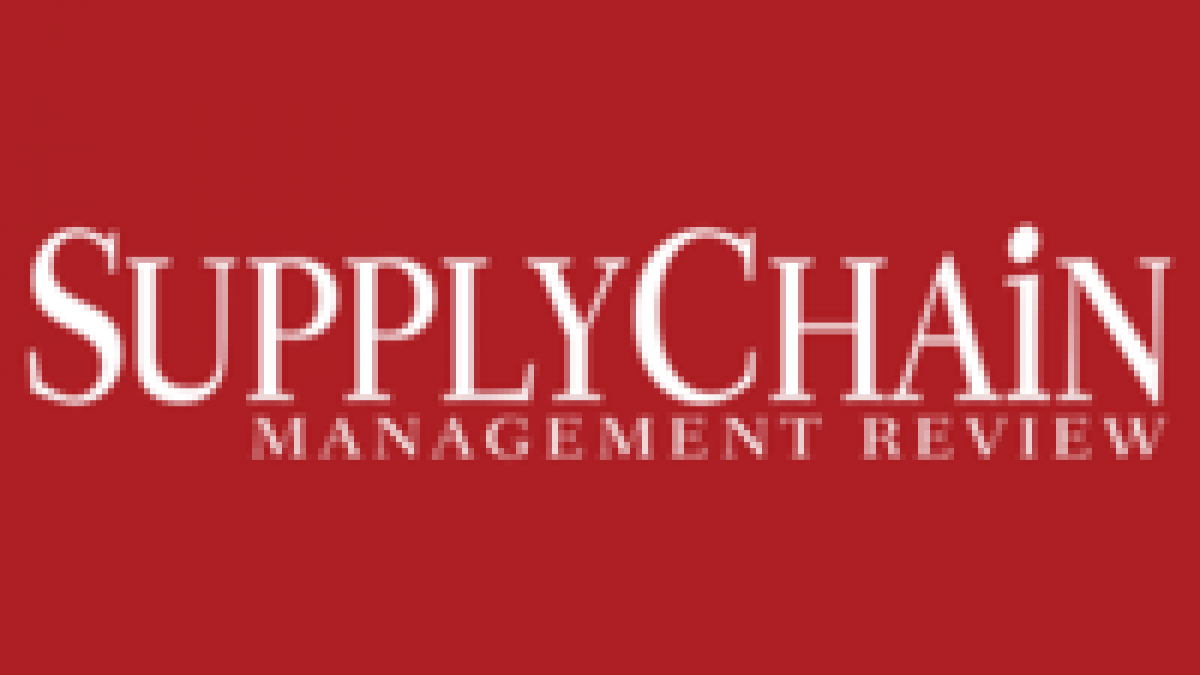 White text on a red background reads Supply Chain Management Review in uppercase letters, with Supply Chain in larger font above Management Review.