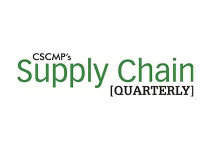 Logo for CSCMPs Supply Chain Quarterly with Supply Chain in large green text and the rest in black on a white background.
