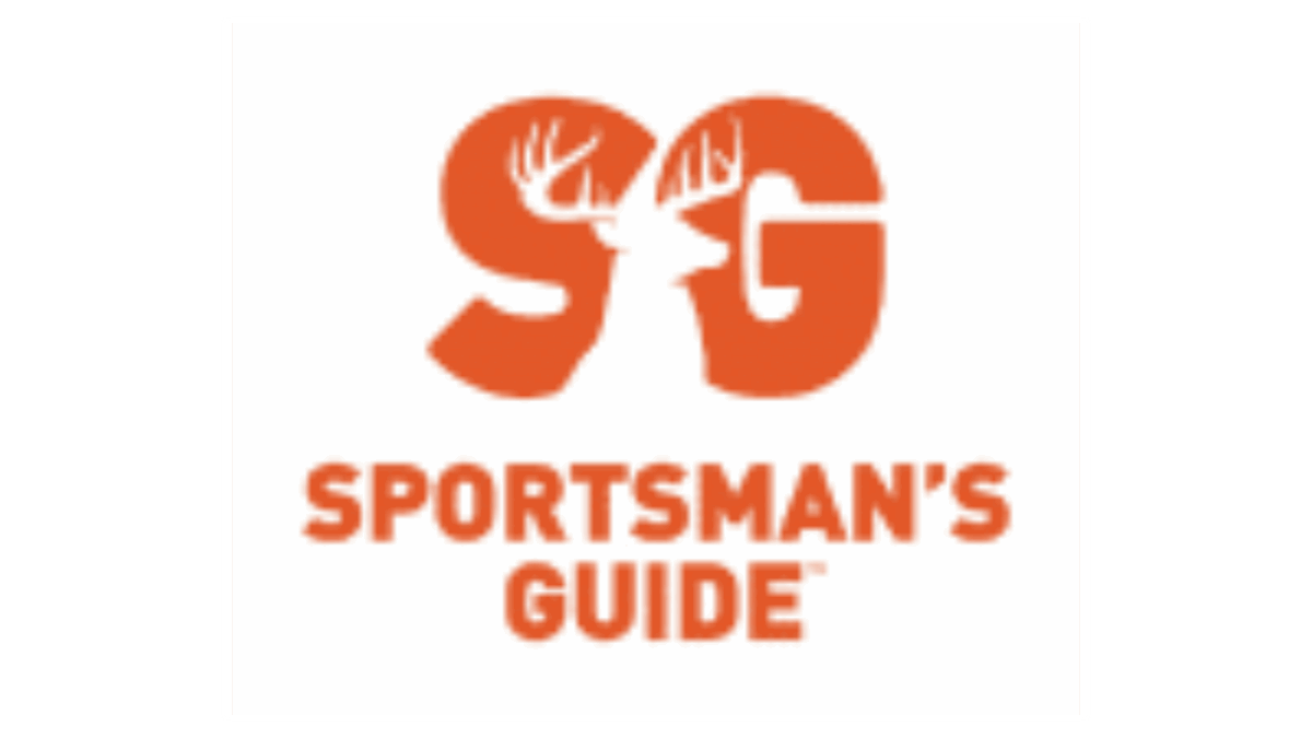 Orange logo with the letters SG, each containing a white deer head silhouette with antlers, above the words Sportsmans Guide in bold orange text on a white background.