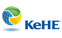 KeHE logo featuring a globe wrapped in a green leaf and a yellow cheese wedge, symbolizing sustainability and growth, with the word KeHE in bold blue letters to the right—reflecting excellence in WMS Implementation.