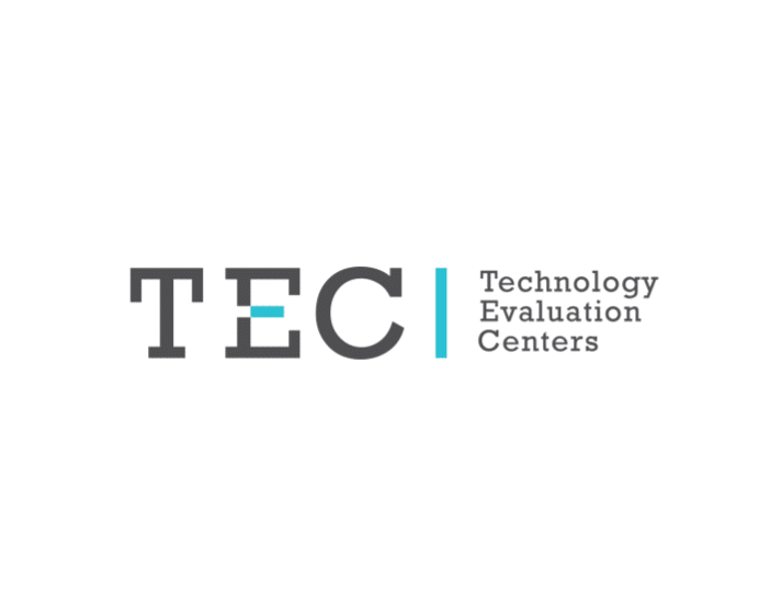 Logo for Technology Evaluation Centers. The large gray letters TEC appear on the left, with a small blue dash in the E. To the right, the words Technology Evaluation Centers are stacked, separated by a vertical blue line.