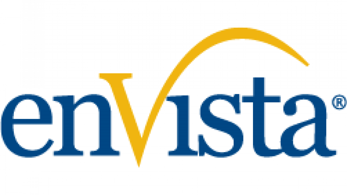 The enVista logo with the text “enVista” in blue, featuring a gold curved line arching from the letter V over to the letter a.