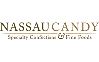 The Nassau Candy logo with the words “NASSAU CANDY” in large gold letters above “Specialty Confections & Fine Foods” in smaller text on a white background.
