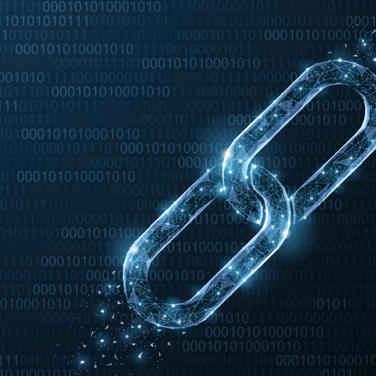 A chain with glowing lights and a link.