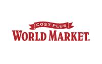 Cost Plus World Market logo with COST PLUS in white letters on a red banner above WORLD MARKET in large red font, all on a white background.