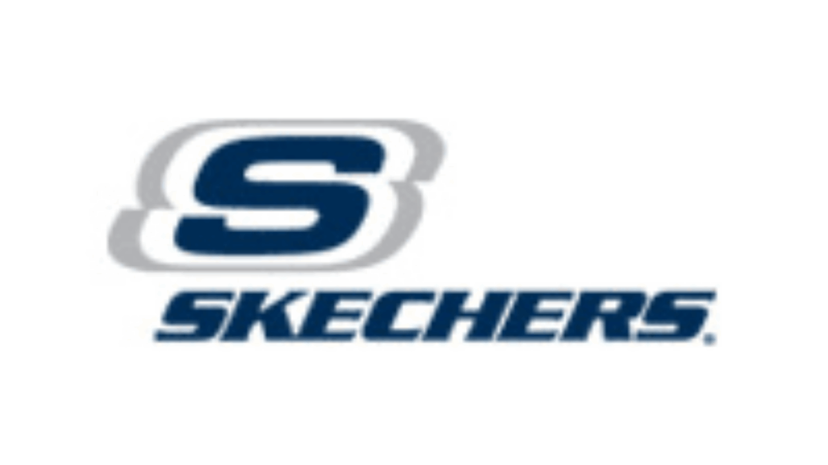 Skechers logo featuring a stylized, overlapping S above the word SKECHERS in bold, blue uppercase letters on a white background.