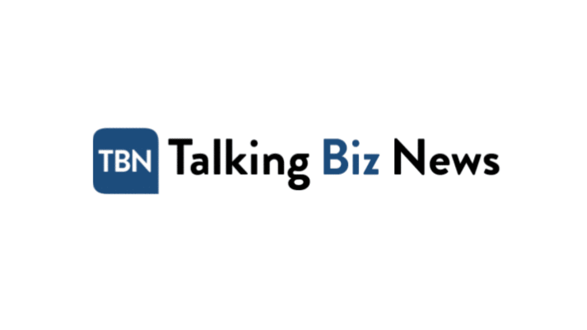 The image shows the logo for Talking Biz News, with TBN in a blue square followed by the words Talking Biz News, where Biz is highlighted in blue and the rest of the text is black on a white background.