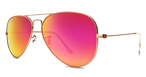 Aviator-style sunglasses with thin gold frames and large, gradient lenses that shift from pink to orange—designed with the precision of distribution center automation for a seamless, modern look.