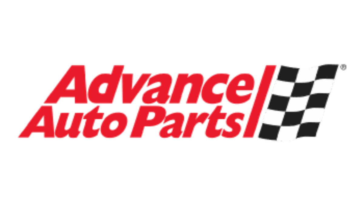 Advance Auto Parts logo in red text next to a black and white checkered flag on a light gray background, reflecting a commitment to exceptional client experience.
