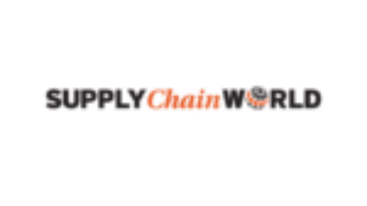 The logo for Supply Chain World features the words in black and orange text, with a globe design inside the letter O in WORLD on a white background.