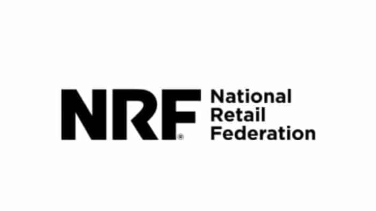 NRF logo with bold black letters NRF on the left and the words National Retail Federation stacked in black text on the right, all on a white background.