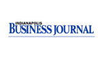 Logo for the Indianapolis Business Journal, featuring the publication’s name in bold blue and black text with a horizontal line beneath it on a white background.