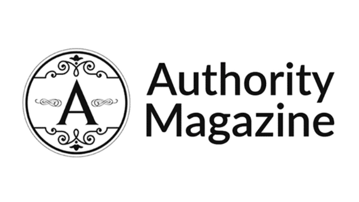 Authority Magazine logo with a decorative circular emblem containing the letter A on the left, and the words Authority Magazine in bold black text on the right.