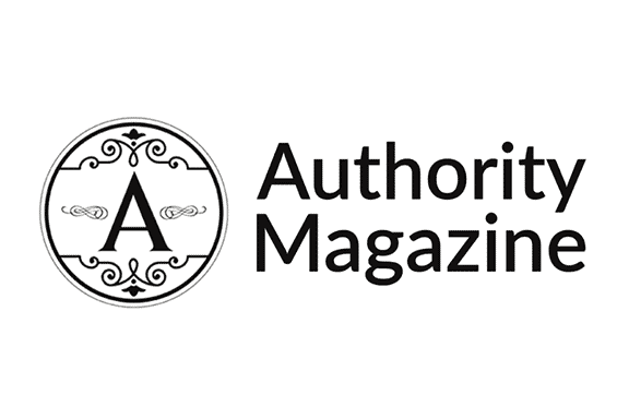 Authority Magazine logo with a decorative circular emblem containing the letter A on the left, and the words Authority Magazine in bold black text on the right.