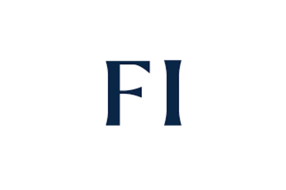 The image shows the letters FI in a bold, dark serif font centered on a plain white background.