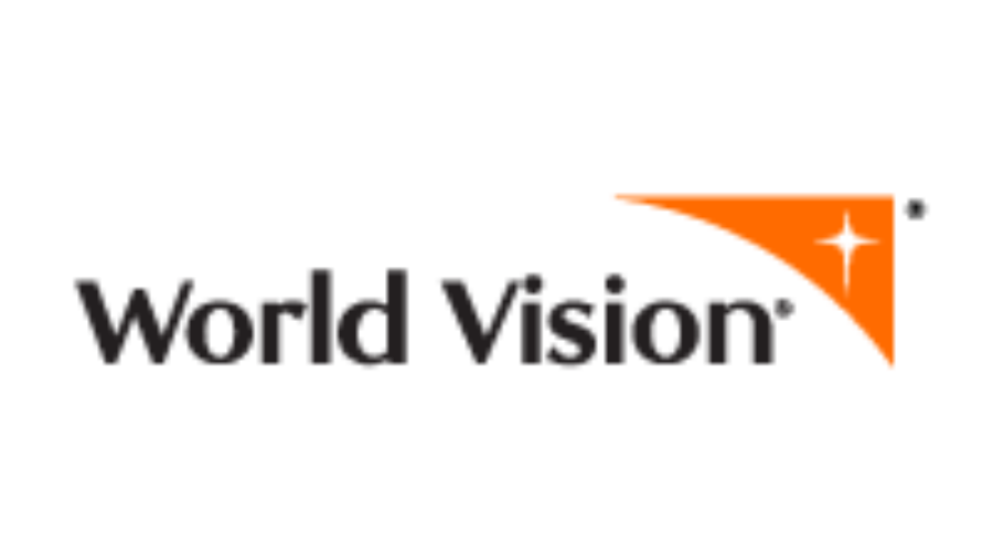 World Vision logo featuring the words World Vision in black text, with an orange triangle in the upper right corner that contains a white starburst symbol.
