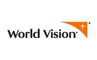World Vision logo featuring the words World Vision in black text, with an orange triangle in the upper right corner that contains a white starburst symbol.