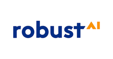 Logo with the word robust in blue lowercase letters; the t, styled with an upward arrow, hints at growth—ideal for a RAAS brand. To the right, AI appears in bold orange uppercase letters. The background is light gray.