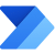 A stylized, blue gradient arrow composed of three overlapping parallelograms points right, evoking the dynamic energy of Power Platform, all set against a light gray background.