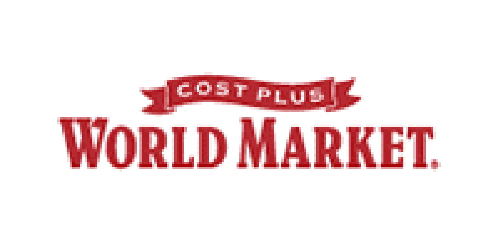 Cost Plus World Market logo with COST PLUS in white letters on a red banner above WORLD MARKET in large red font, all on a white background.